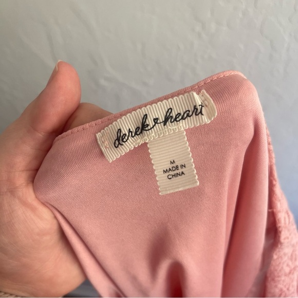 Y2K Derek Heart Pink Lace Dainty Bell Sleeve Long Sleeve Top Womens Size Medium - Picture 5 of 7